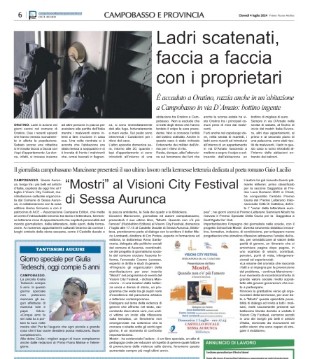 Primo Piano Molise - "Mostri" al Visioni City Festiva di Sessa Aurunca