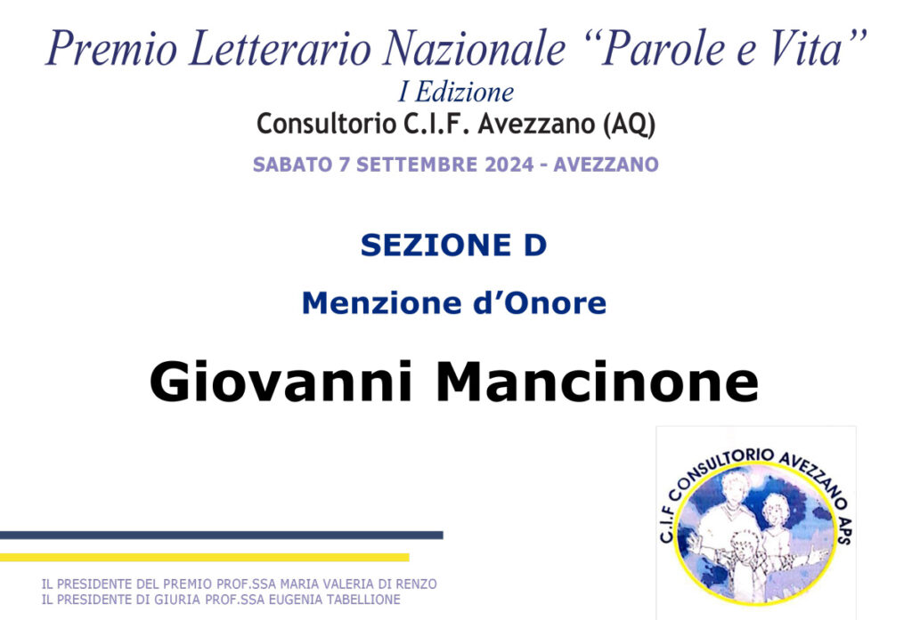 Targa Premio Letterario Nazionale "Parole e Vita"